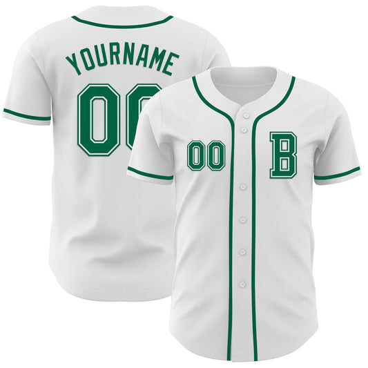 Custom White Kelly Green Authentic Baseball Jersey - Sky-Custom