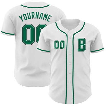 Custom White Kelly Green Authentic Baseball Jersey - Sky-Custom