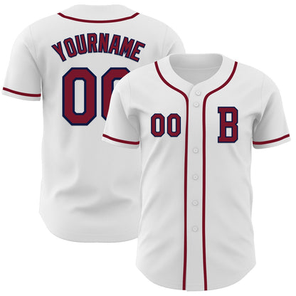 Custom White Crimson-Navy Authentic Baseball Jersey - Sky-Custom