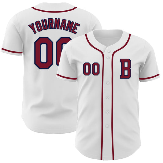 Custom White Crimson-Navy Authentic Baseball Jersey - Sky-Custom
