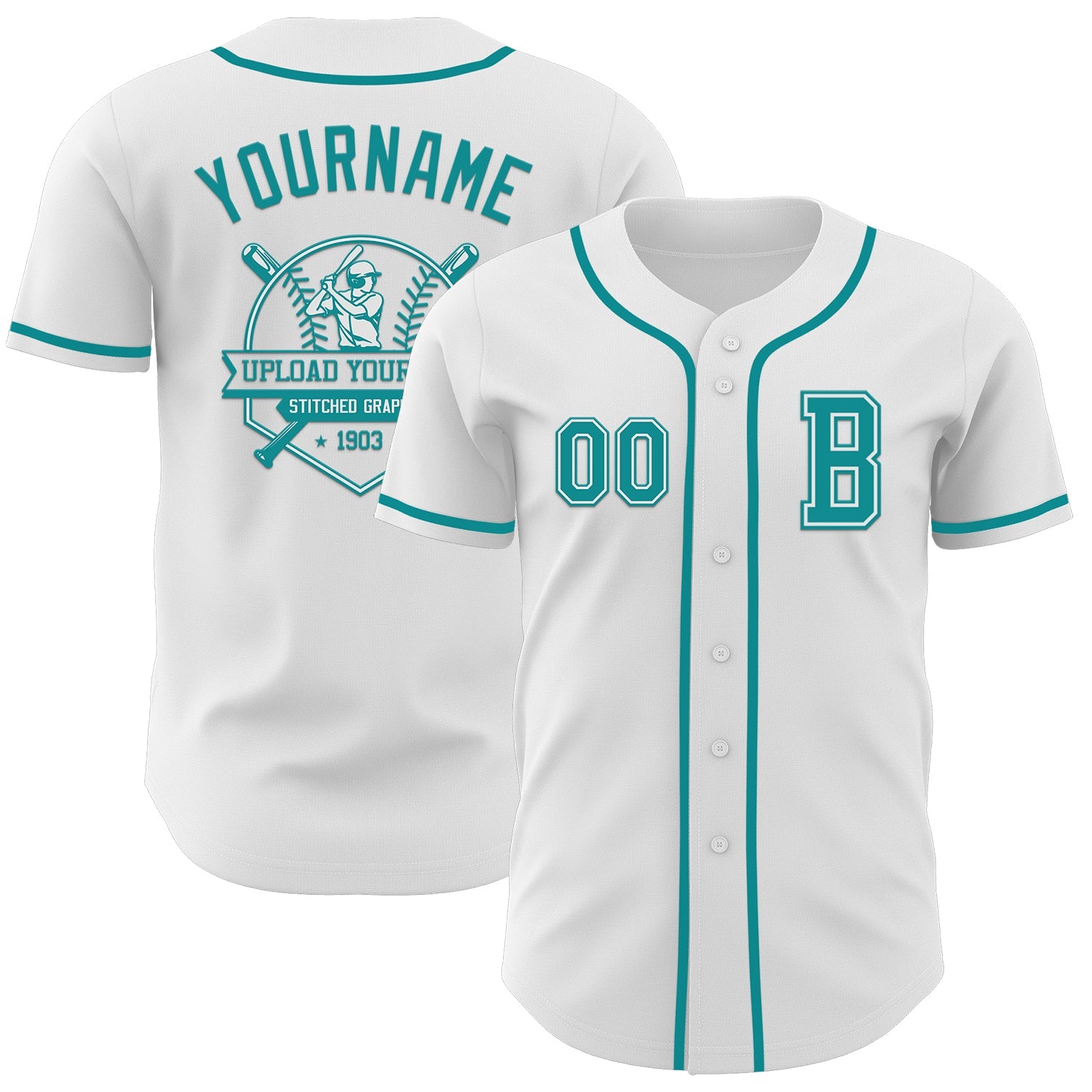 Custom White Teal Authentic Baseball Jersey - Sky-Custom