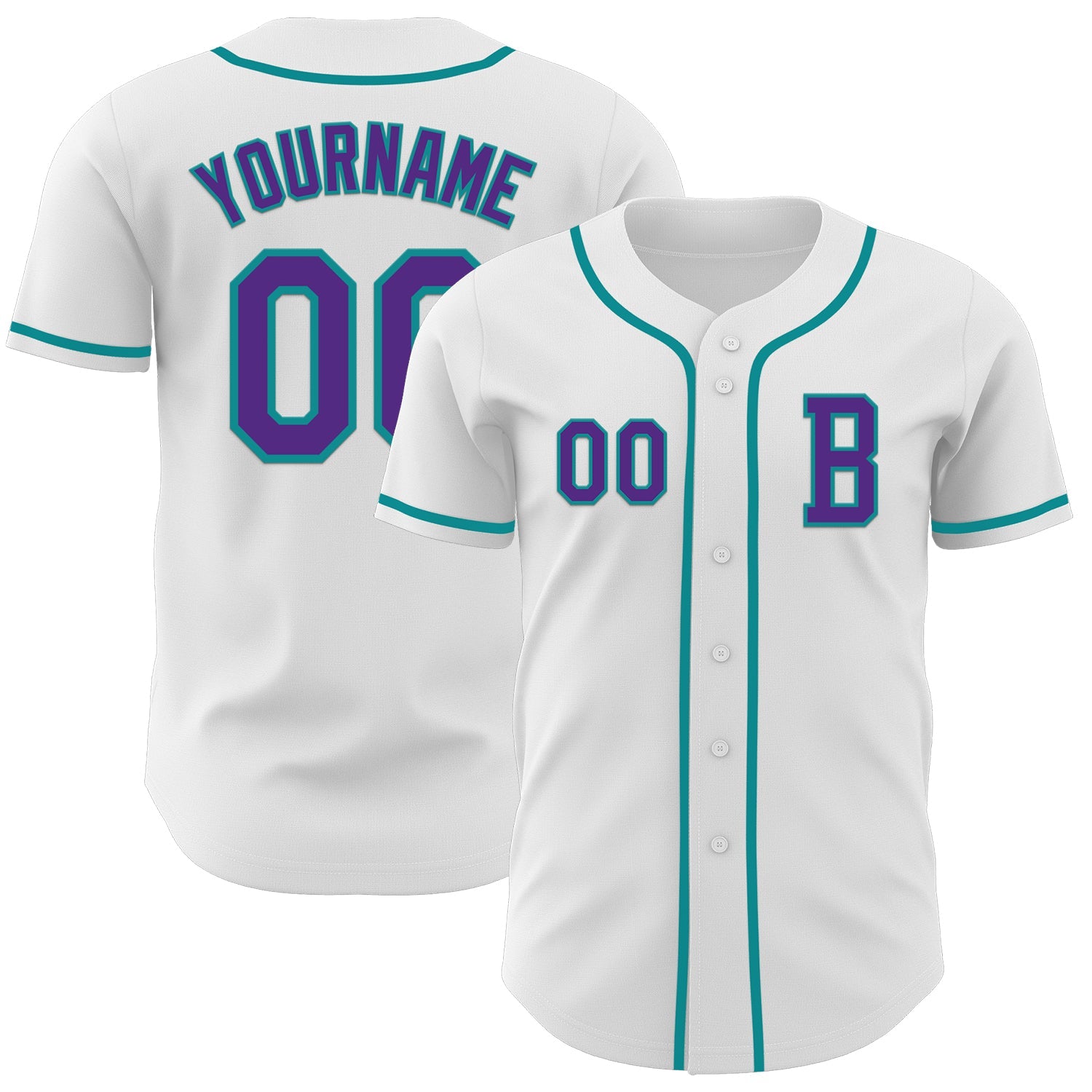 Custom White Purple-Teal Authentic Baseball Jersey - Sky-Custom