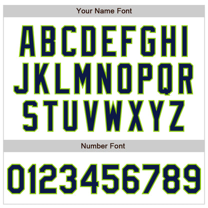 Custom White Navy-Neon Green Authentic Baseball Jersey - Sky-Custom