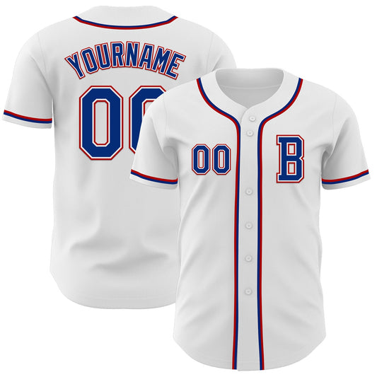 Custom White Royal-Red Authentic Baseball Jersey - Sky-Custom