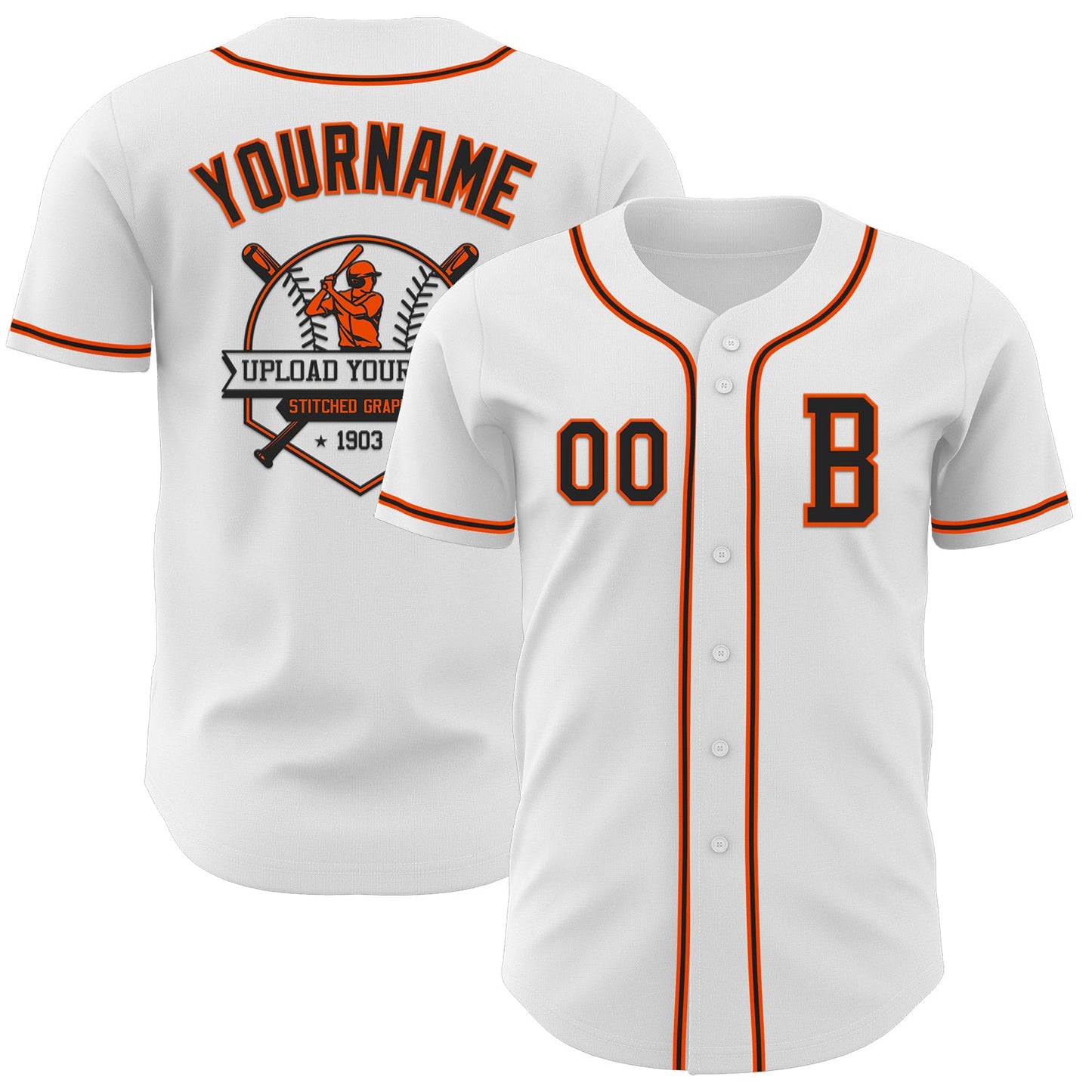Custom White Black-Orange Authentic Baseball Jersey - Sky-Custom