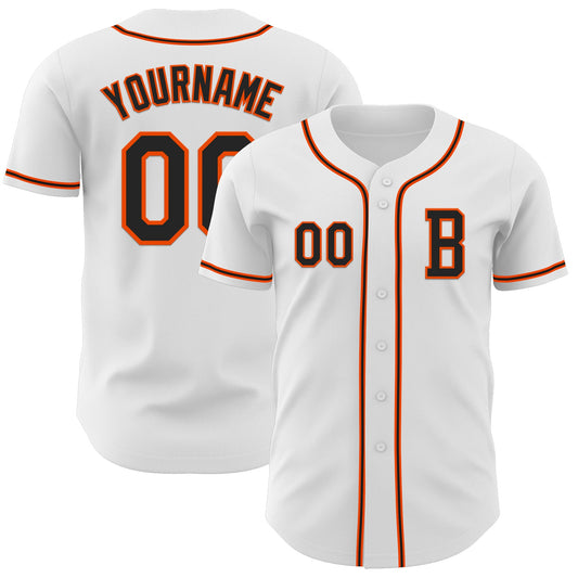 Custom White Black-Orange Authentic Baseball Jersey - Sky-Custom