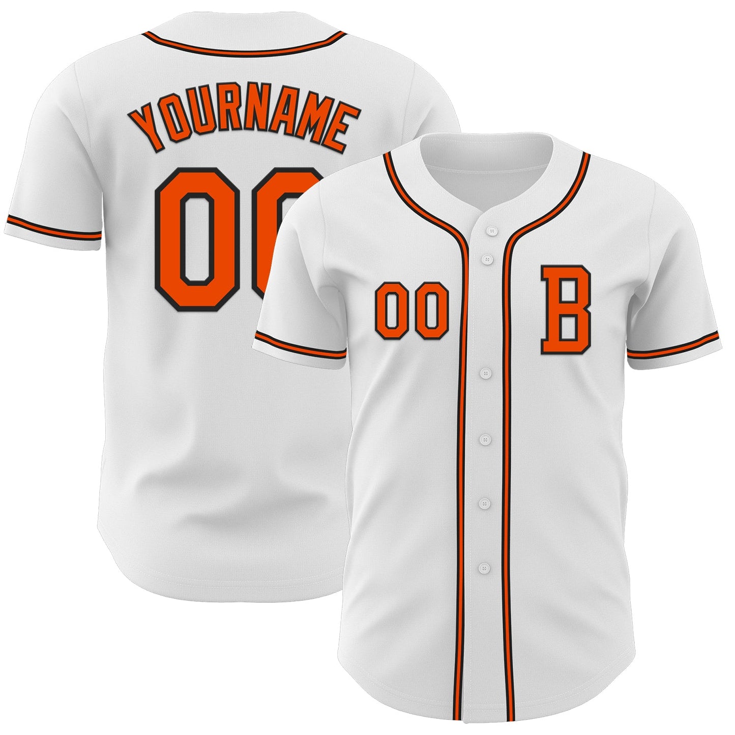 Custom White Orange-Black Authentic Baseball Jersey - Sky-Custom