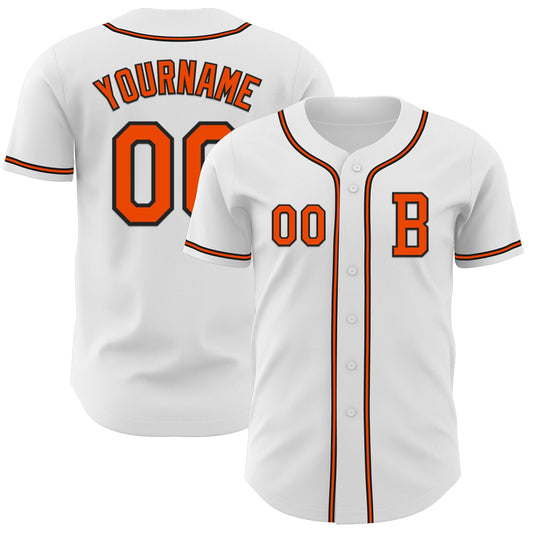 Custom White Orange-Black Authentic Baseball Jersey - Sky-Custom