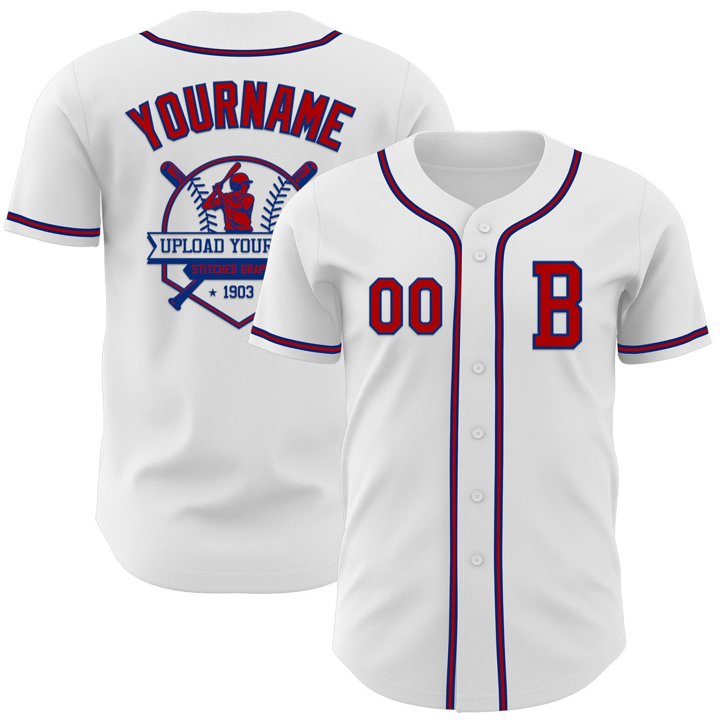 Custom White Red-Royal Authentic Baseball Jersey - Sky-Custom