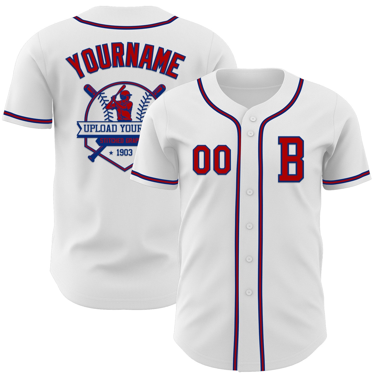 Custom White Red-Royal Authentic Baseball Jersey - Sky-Custom