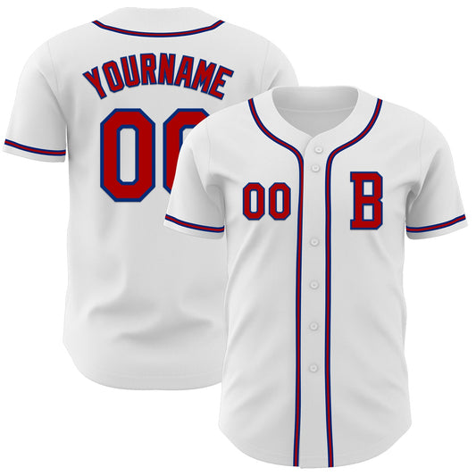 Custom White Red-Royal Authentic Baseball Jersey - Sky-Custom