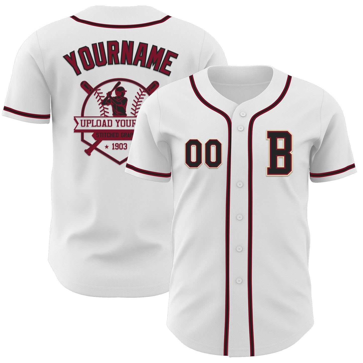 Custom White Black Crimson-Cream Authentic Baseball Jersey - Sky-Custom