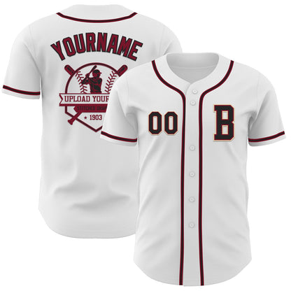 Custom White Black Crimson-Cream Authentic Baseball Jersey - Sky-Custom