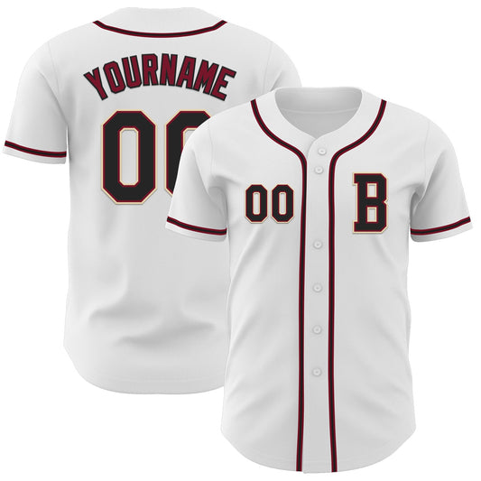 Custom White Black Crimson-Cream Authentic Baseball Jersey - Sky-Custom