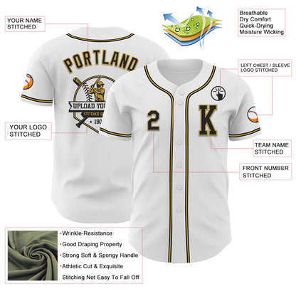 Custom White Black-Old Gold Authentic Baseball Jersey - Sky-Custom