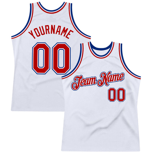Custom White Red-Royal Authentic Throwback Basketball Jersey - Sky-Custom