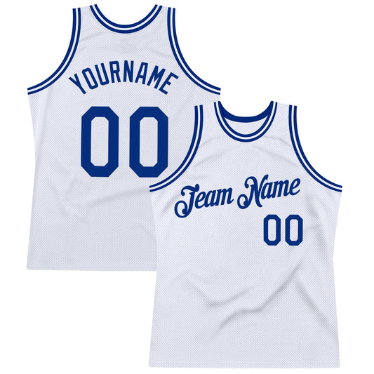 Custom White Royal Authentic Throwback Basketball Jersey - Sky-Custom