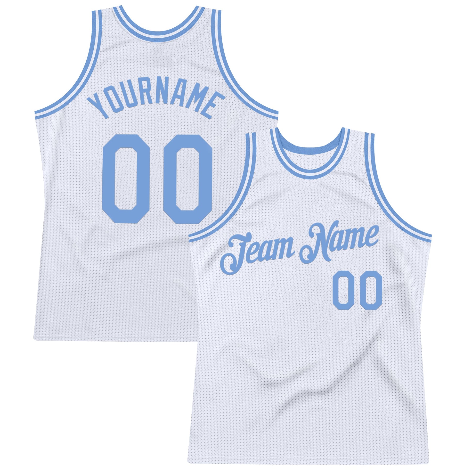 Custom White Light Blue Authentic Throwback Basketball Jersey - Sky-Custom
