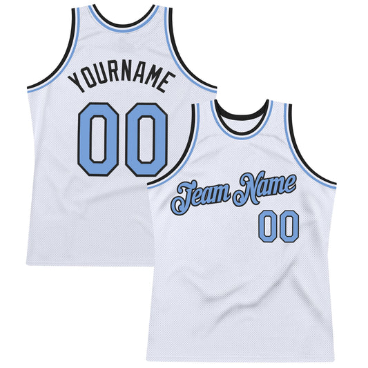 Custom White Light Blue-Black Authentic Throwback Basketball Jersey - Sky-Custom