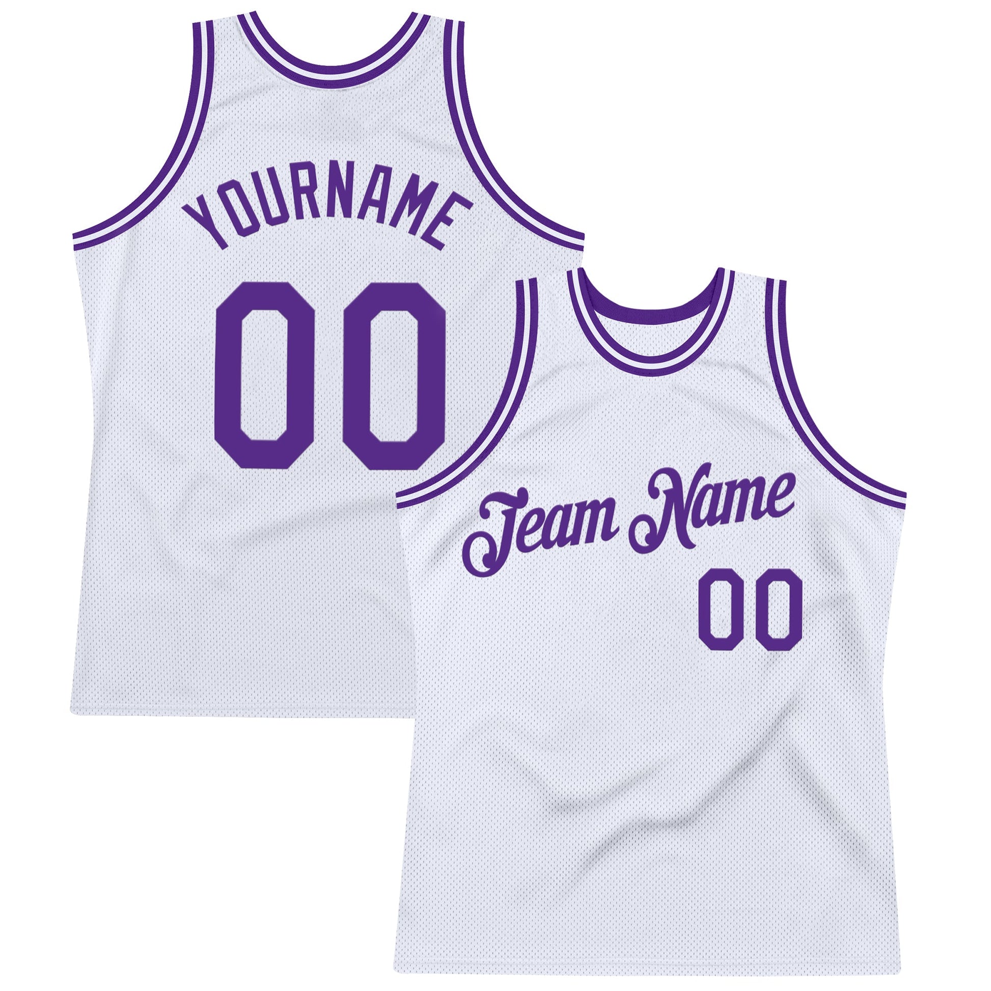 Custom White Purple Authentic Throwback Basketball Jersey - Sky-Custom