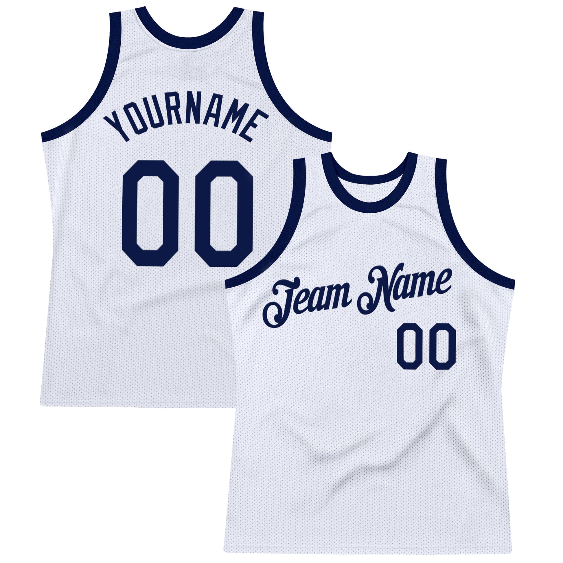 Custom White Navy Authentic Throwback Basketball Jersey - Sky-Custom