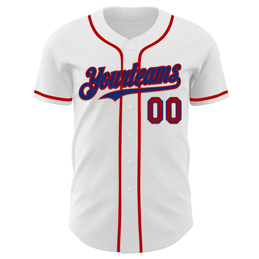 Custom White Red-Royal Authentic Baseball Jersey - Sky-Custom
