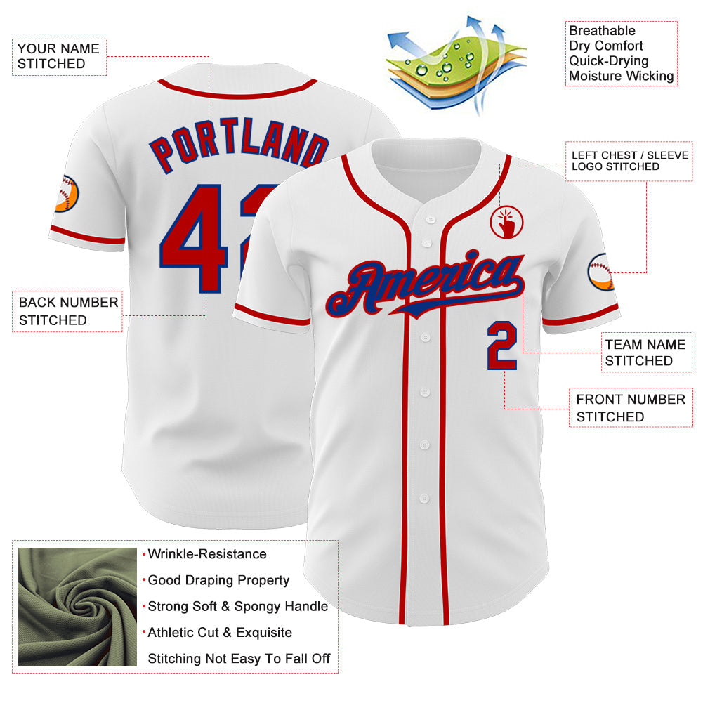 Custom White Red-Royal Authentic Baseball Jersey - Sky-Custom