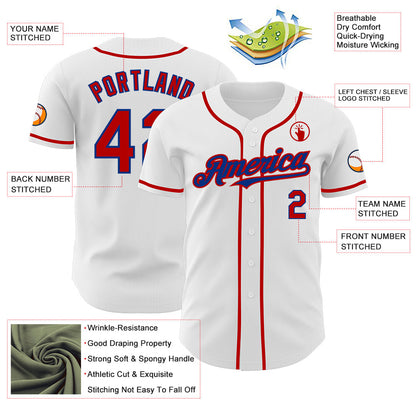 Custom White Red-Royal Authentic Baseball Jersey - Sky-Custom