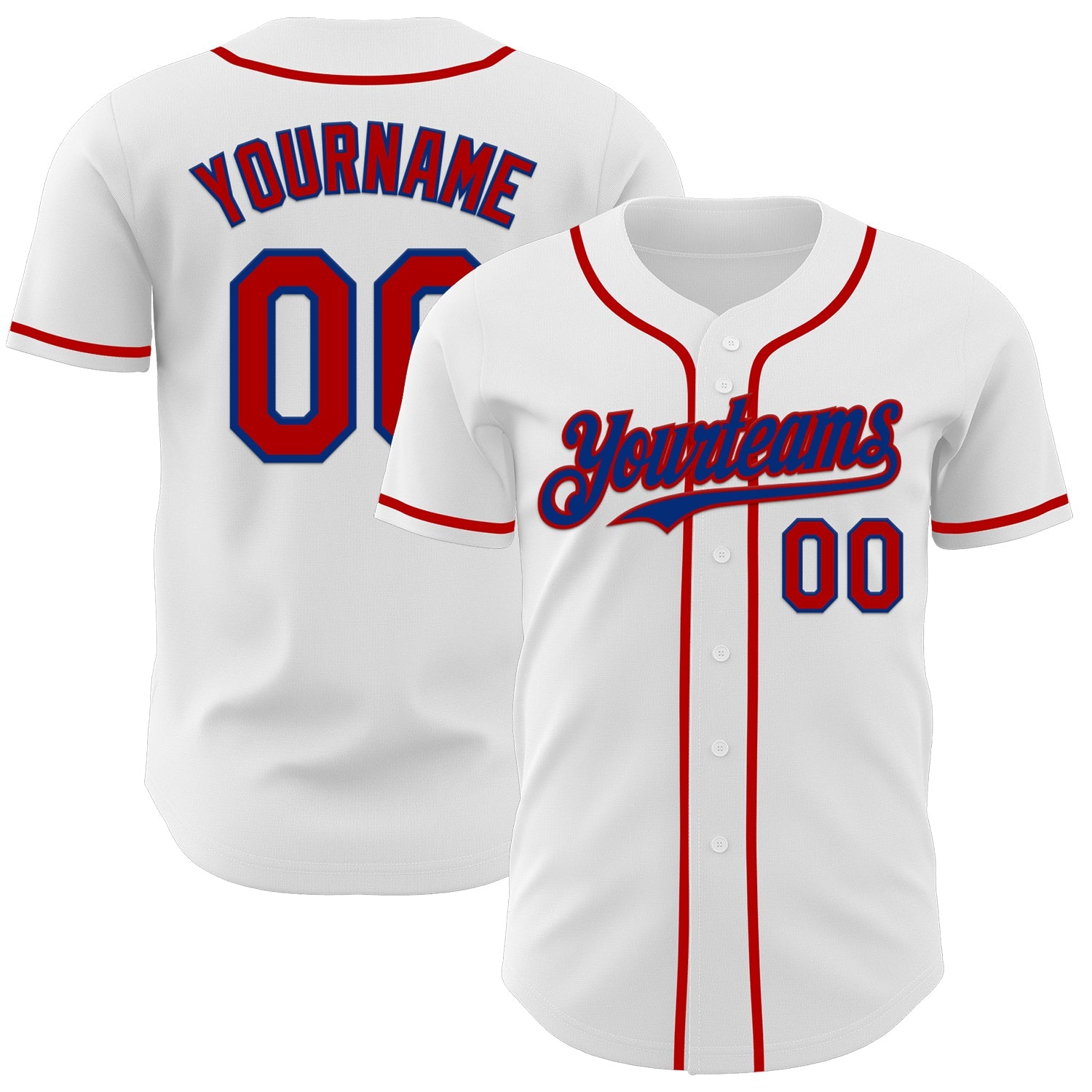 Custom White Red-Royal Authentic Baseball Jersey - Sky-Custom