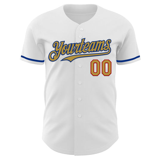 Custom White Old Gold Royal-Red Authentic Baseball Jersey - Sky-Custom