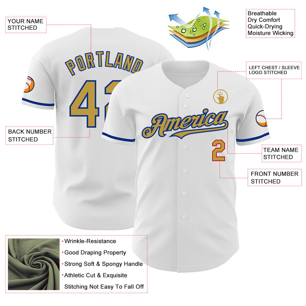 Custom White Old Gold Royal-Red Authentic Baseball Jersey - Sky-Custom