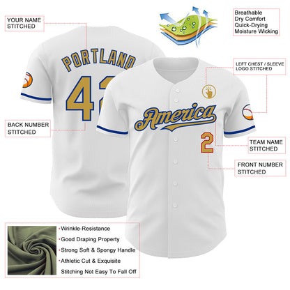 Custom White Old Gold Royal-Red Authentic Baseball Jersey - Sky-Custom