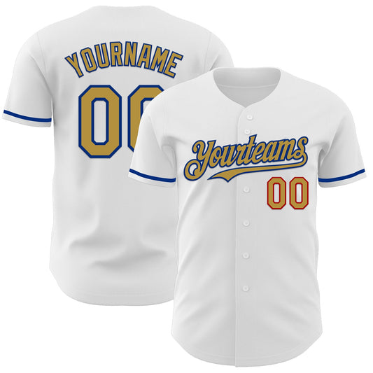 Custom White Old Gold Royal-Red Authentic Baseball Jersey - Sky-Custom