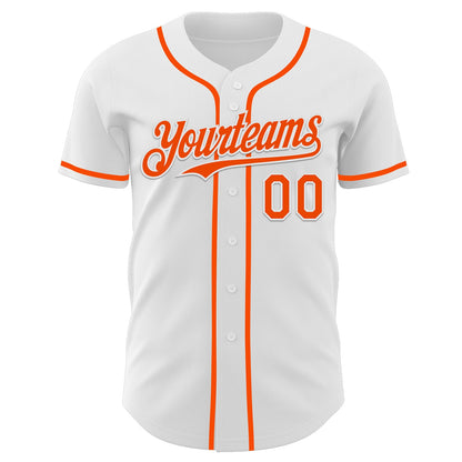 Custom White Orange Authentic Baseball Jersey - Sky-Custom