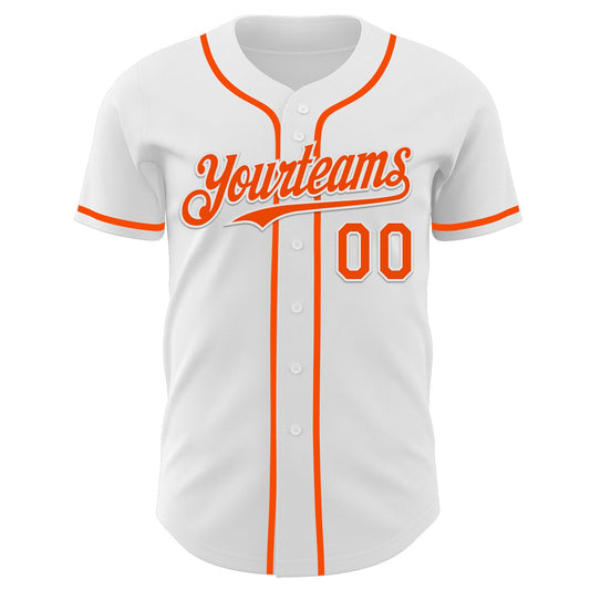 Custom White Orange Authentic Baseball Jersey - Sky-Custom