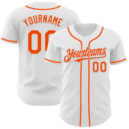 Custom White Orange Authentic Baseball Jersey - Sky-Custom