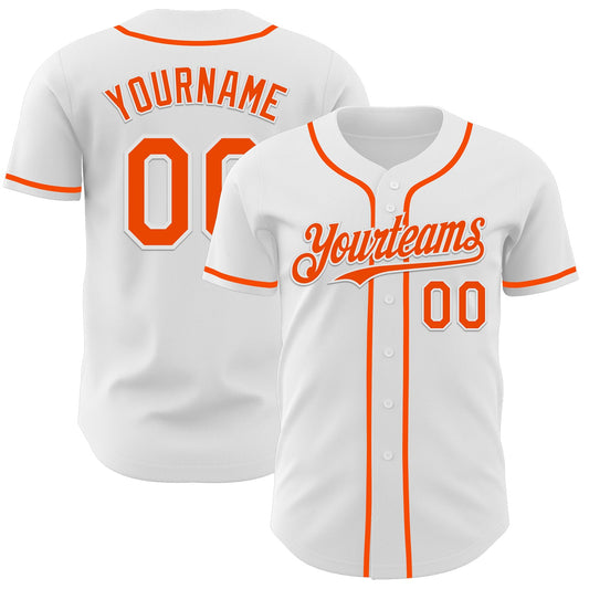 Custom White Orange Authentic Baseball Jersey - Sky-Custom