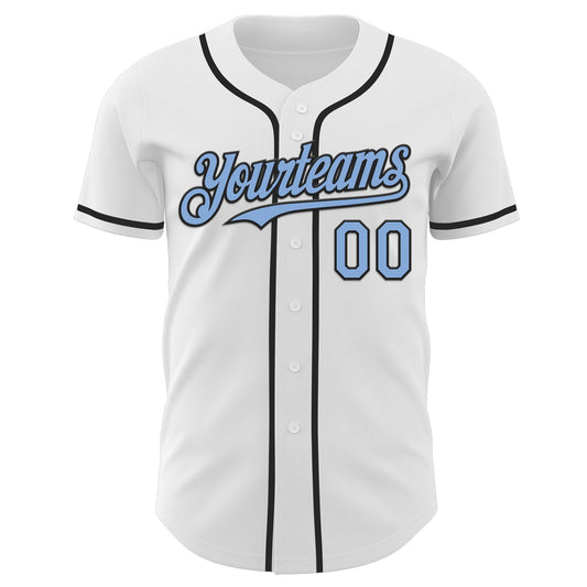 Custom White Light Blue-Black Authentic Baseball Jersey - Sky-Custom