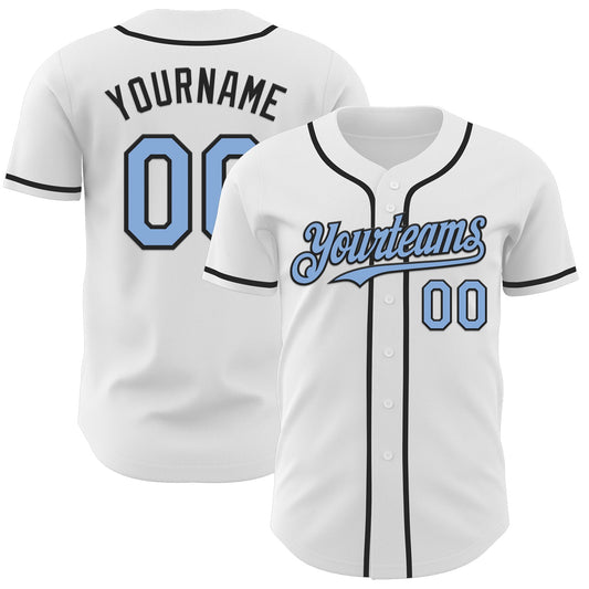 Custom White Light Blue-Black Authentic Baseball Jersey - Sky-Custom