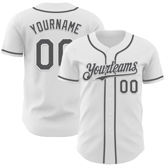 Custom White Steel Gray Authentic Baseball Jersey - Sky-Custom