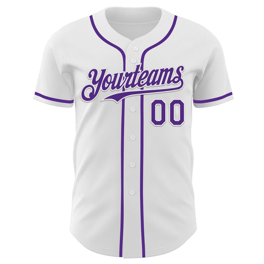 Custom White Purple Authentic Baseball Jersey - Sky-Custom