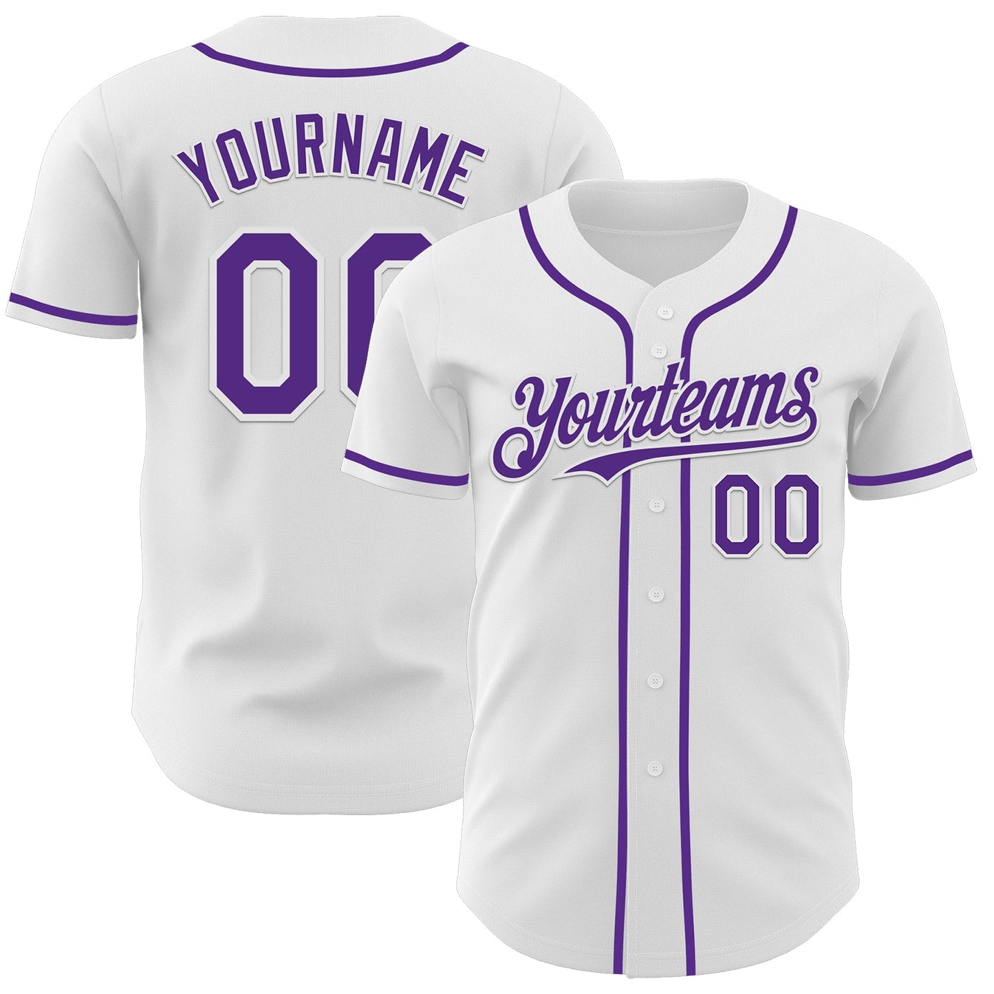 Custom White Purple Authentic Baseball Jersey - Sky-Custom