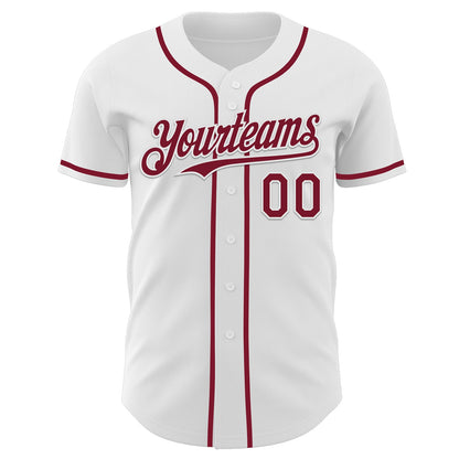 Custom White Crimson Authentic Baseball Jersey - Sky-Custom