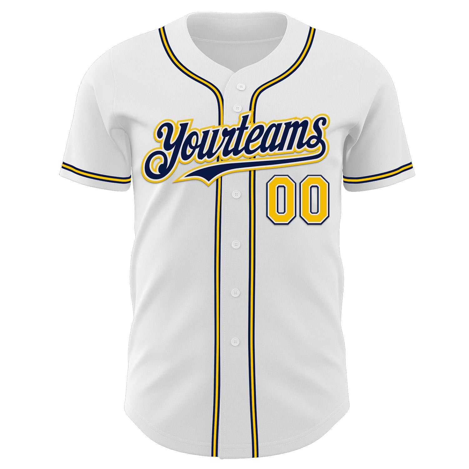 Custom White Yellow-Navy Authentic Baseball Jersey - Sky-Custom