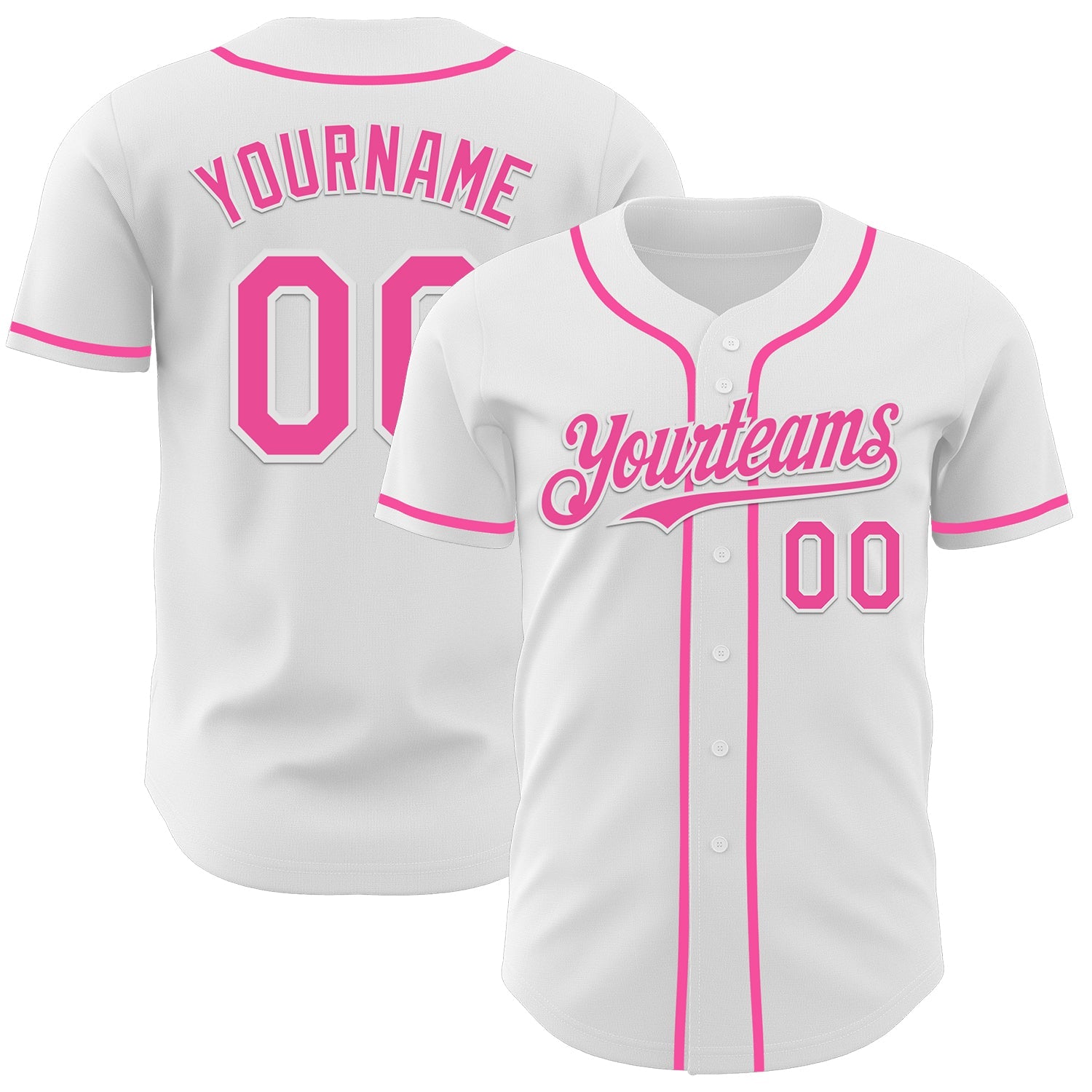 Custom White Pink Authentic Baseball Jersey - Sky-Custom
