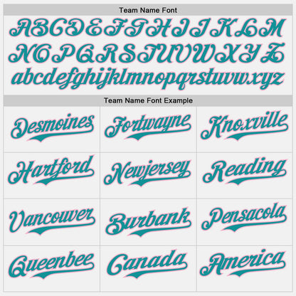 Custom White Teal Pinstripe Light Pink Authentic Baseball Jersey - Sky-Custom