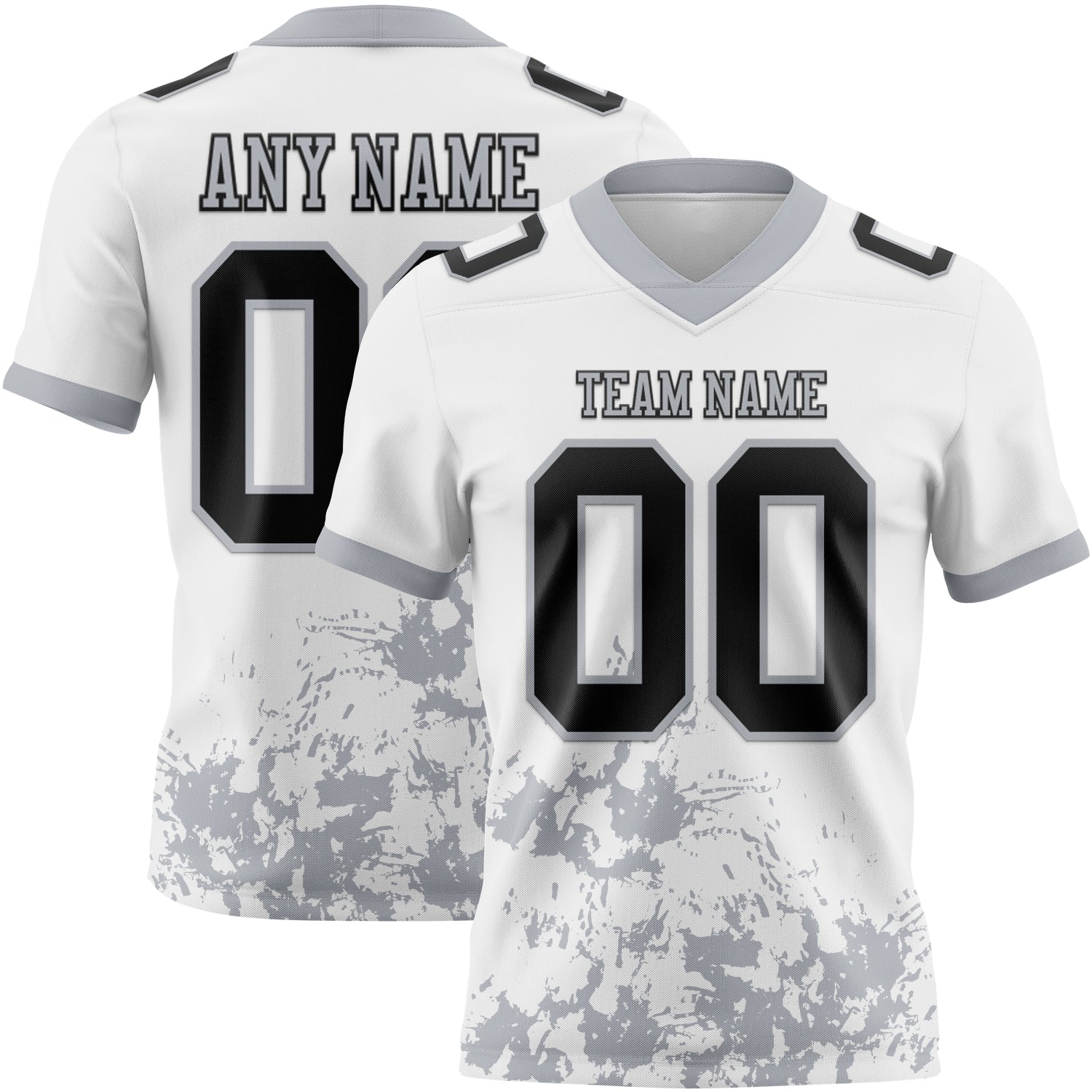 Custom White Black-Gray Splash Mesh Authentic Football Jersey - Sky-Custom
