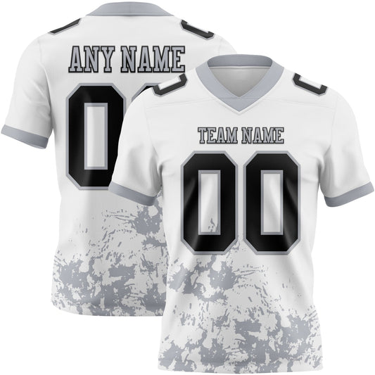 Custom White Black-Gray Splash Mesh Authentic Football Jersey - Sky-Custom