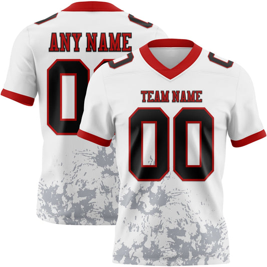 Custom White Black Gray-Red Splash Mesh Authentic Football Jersey - Sky-Custom