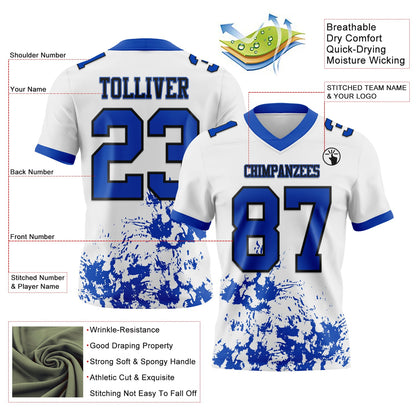 Custom White Thunder Blue-Black Splash Mesh Authentic Football Jersey - Sky-Custom